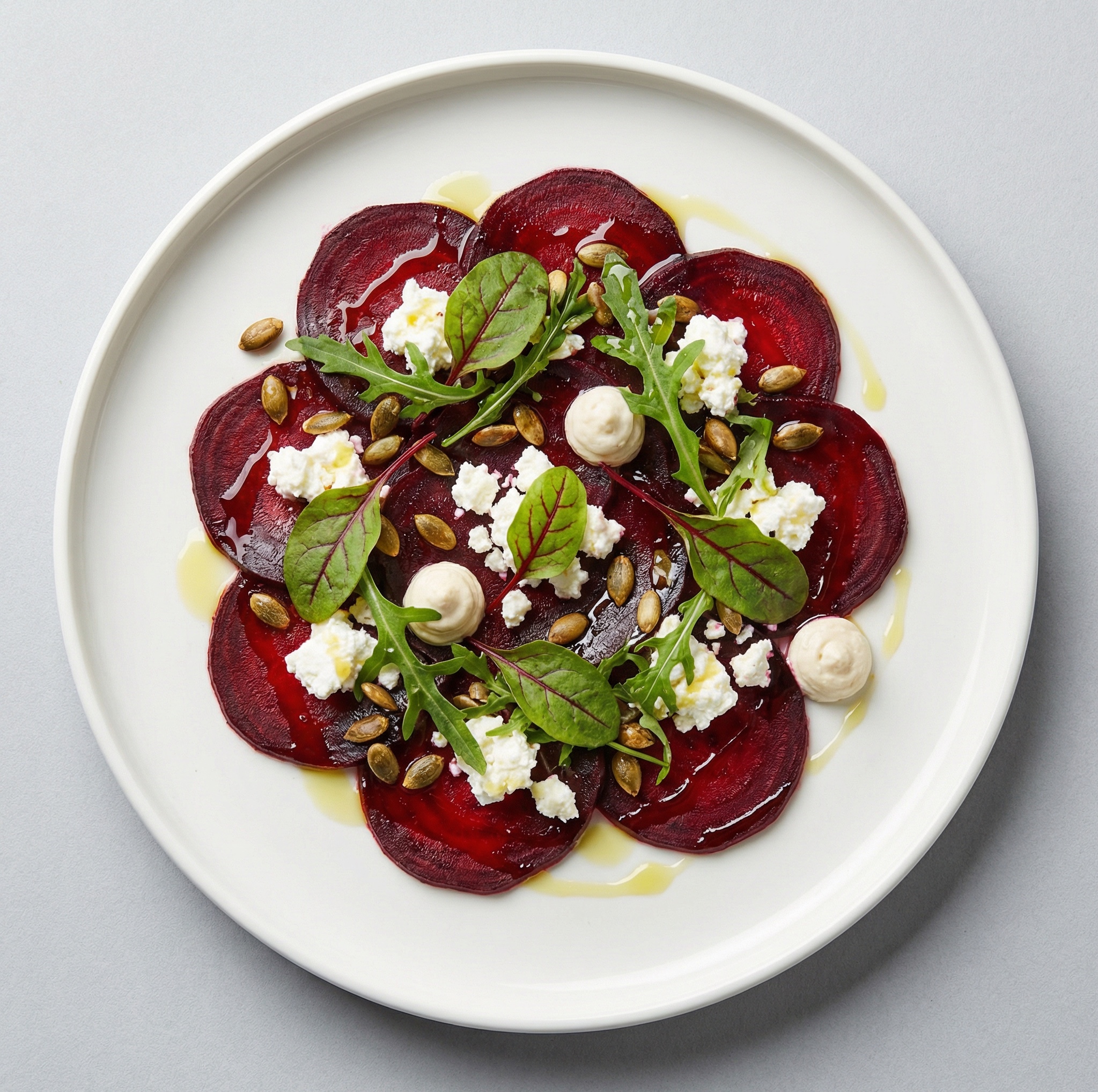 Smoked Flevoland Beetroot carpaccio with Feta & Texel Sheepcheese Mousse